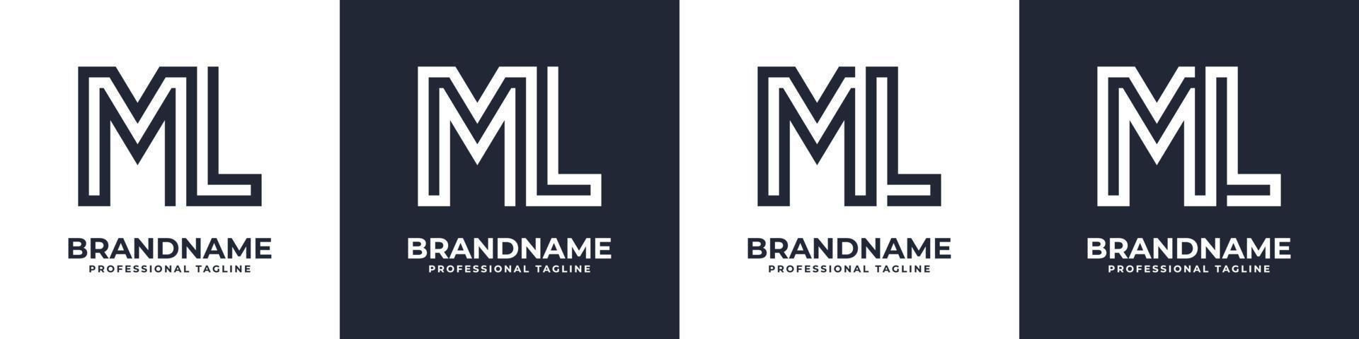 Simple ML Monogram Logo, suitable for any business with ML or LM initial. vector