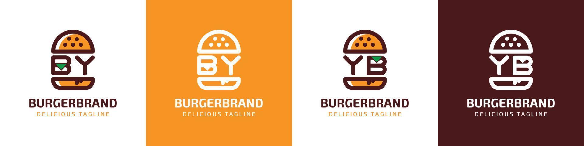 Letter BY and YB Burger Logo, suitable for any business related to burger with BY or YB initials. vector