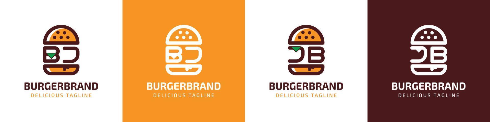 Letter BJ and JB Burger Logo, suitable for any business related to burger with BJ or JB initials. vector