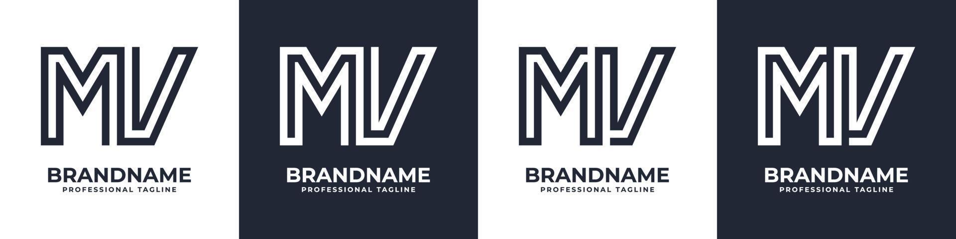 Simple MV Monogram Logo, suitable for any business with MV or VM initial. vector