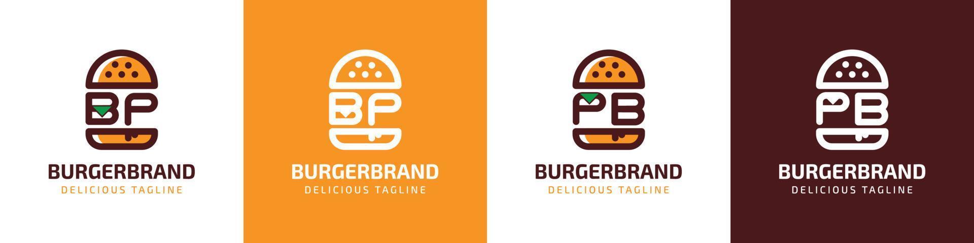 Letter BP and PB Burger Logo, suitable for any business related to burger with BP or PB initials. vector