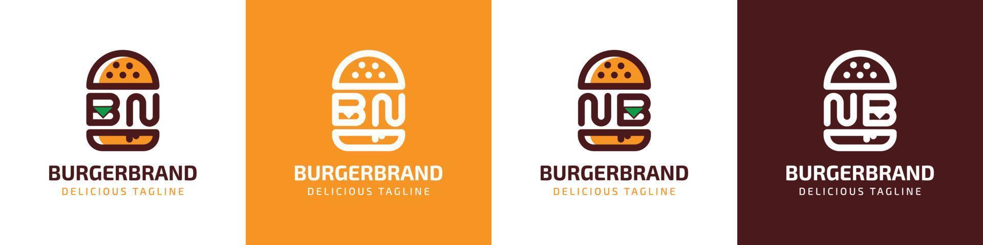 letra bn y nótese bien hamburguesa logo, adecuado para ninguna negocio relacionado a hamburguesa con bn o nótese bien iniciales. vector