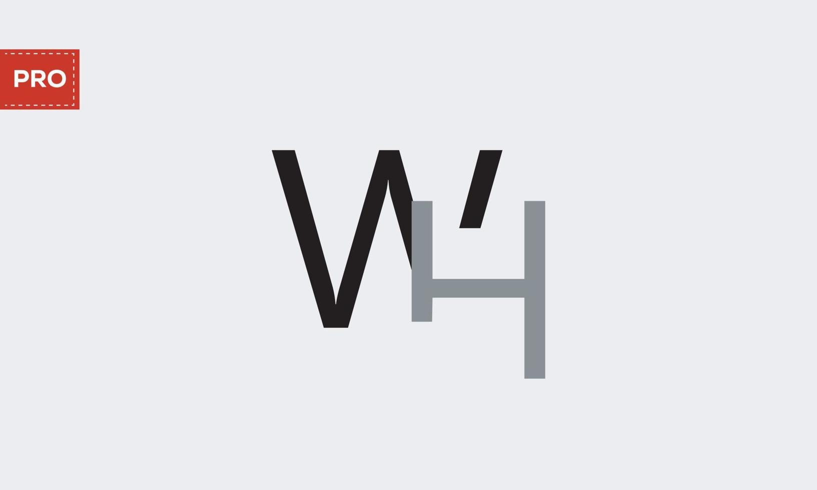 alfabeto letras iniciales monograma logo wh, hw, w y h vector