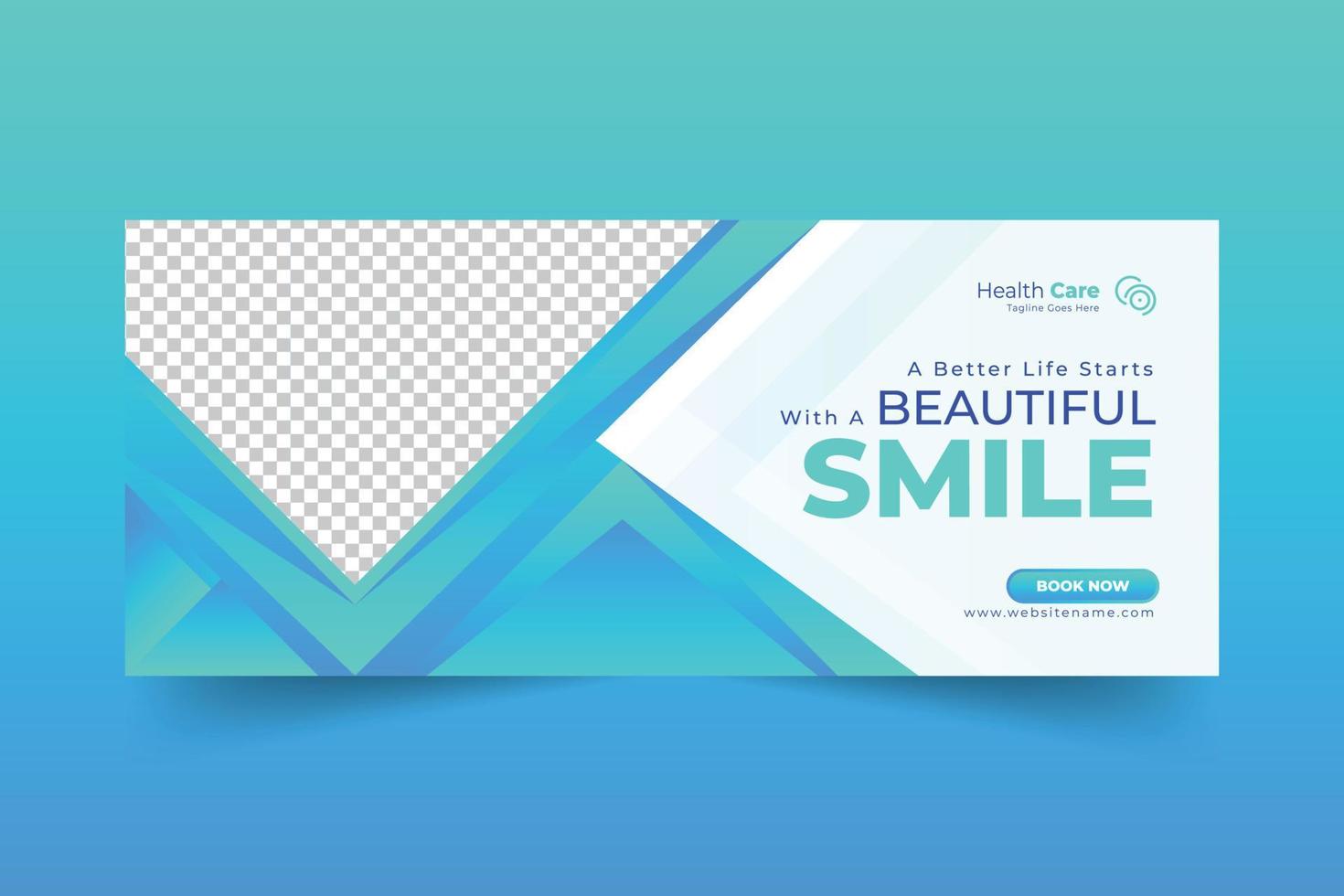 Dentist and dental care web banner design or social media cover design for dental care business vector