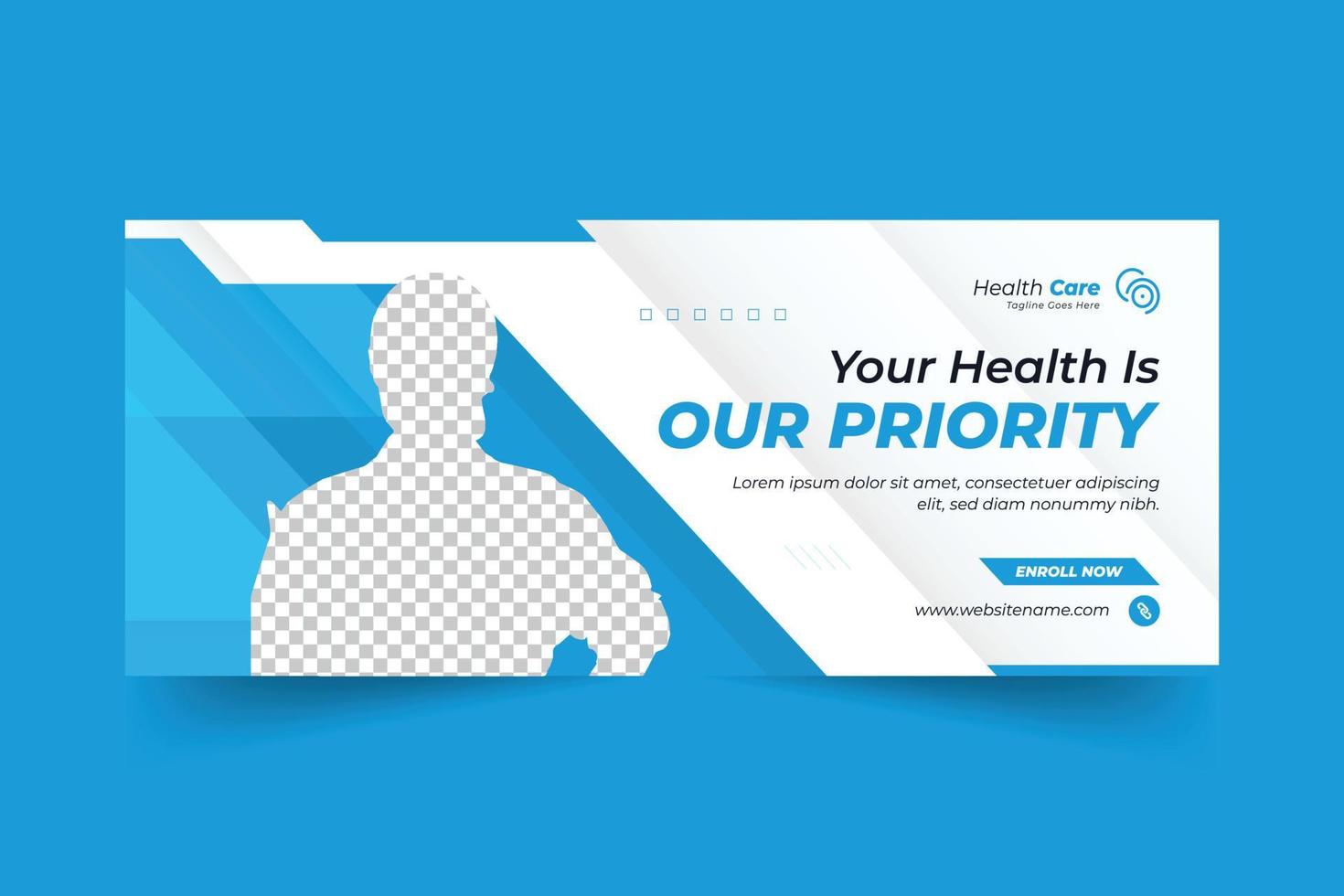Medical healthcare banner and social media cover design template vector