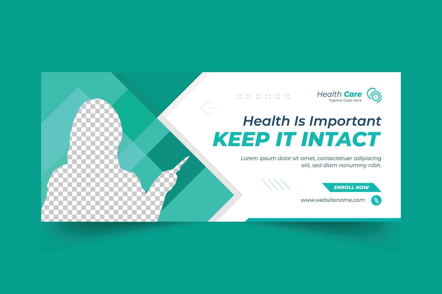 Healthcare web banner design and social media cover template vector