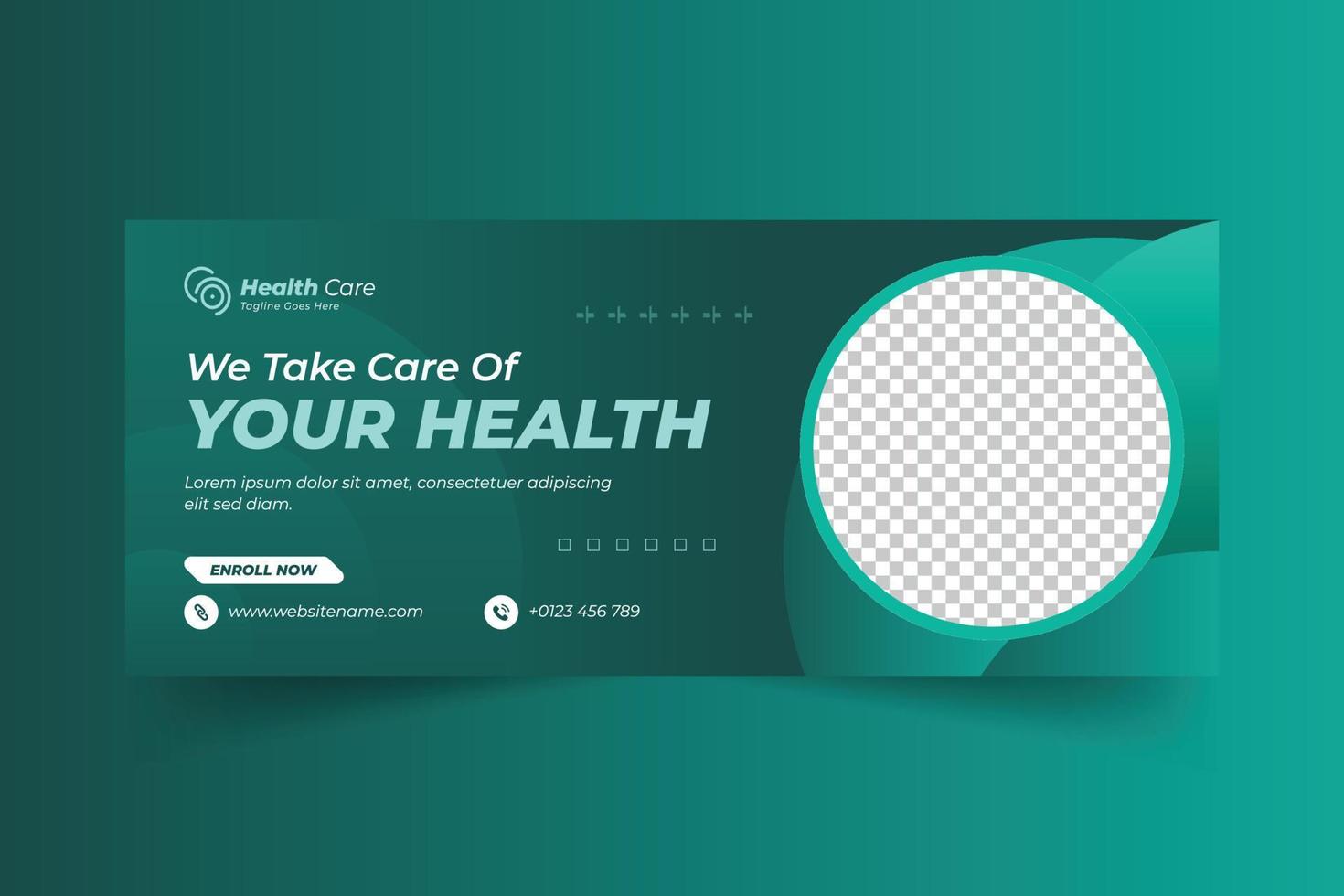 Medical healthcare web banner and social media cover template vector