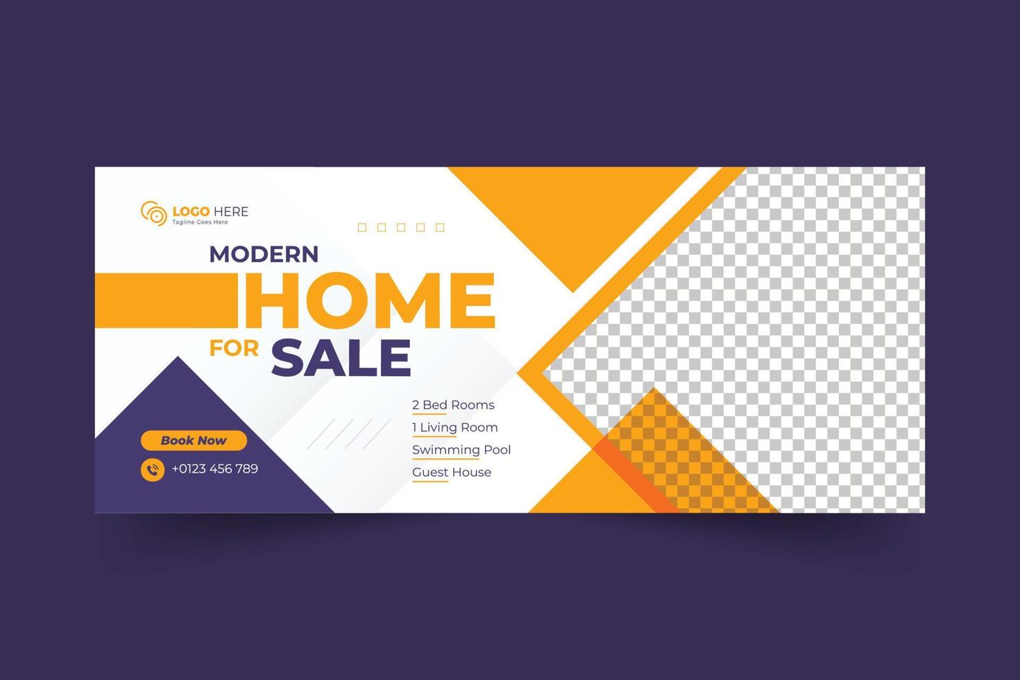 Real estate home sale social media cover and web banner vector