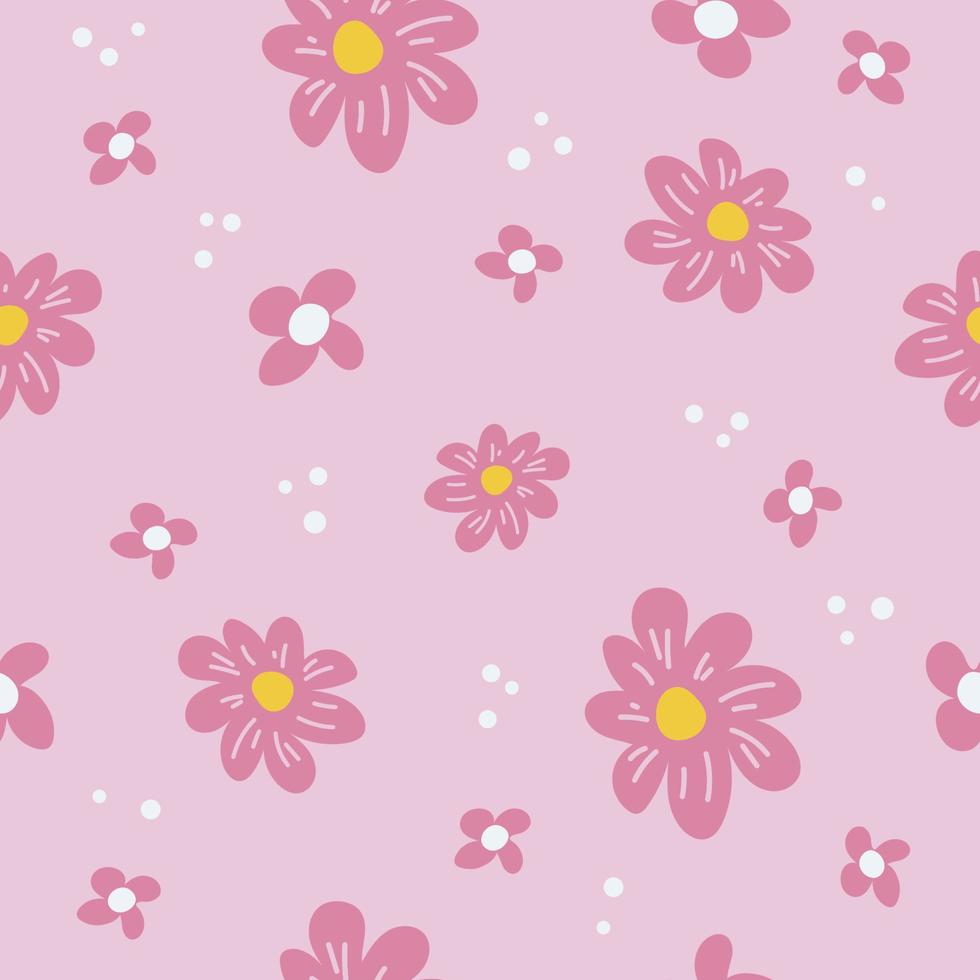 seamless pink pattern with flowers vector