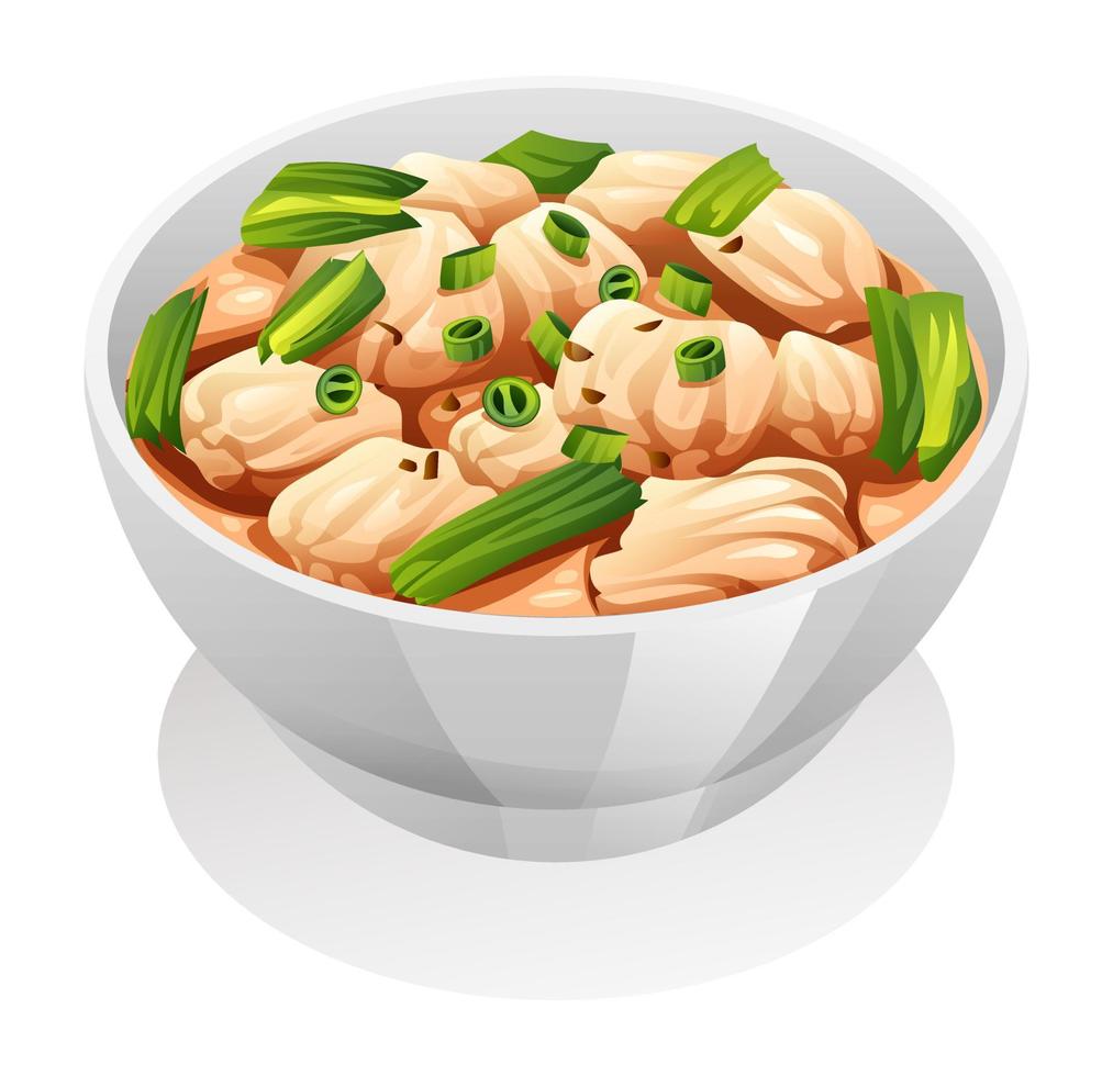 Chinese wonton soup vector illustration