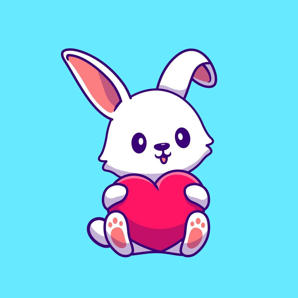 Rabbit Holding Heart Cartoon Vector Icon Illustration. Animal ...