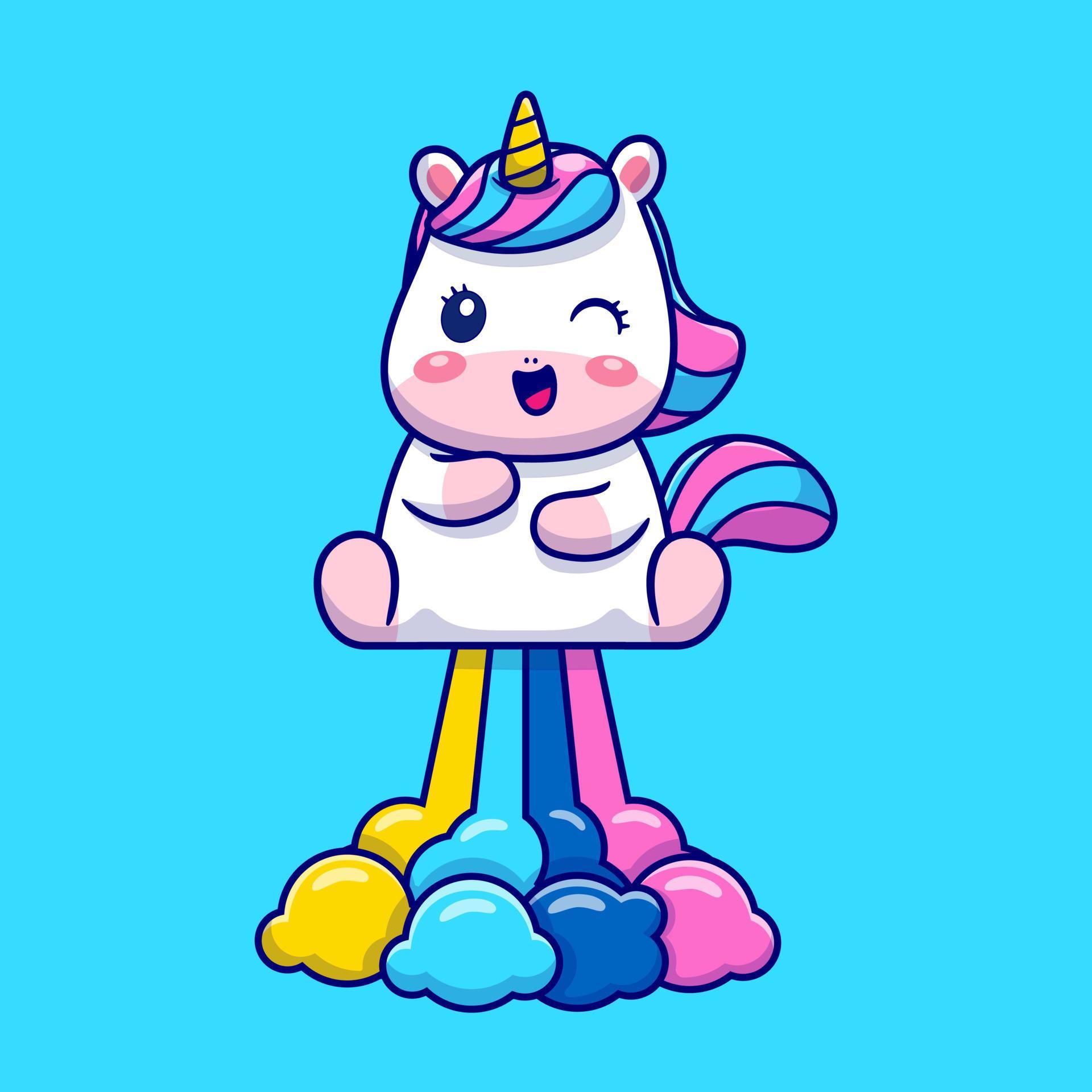 Cute Unicorn Flying With Rainbow Cartoon Vector Icon Illustration ...