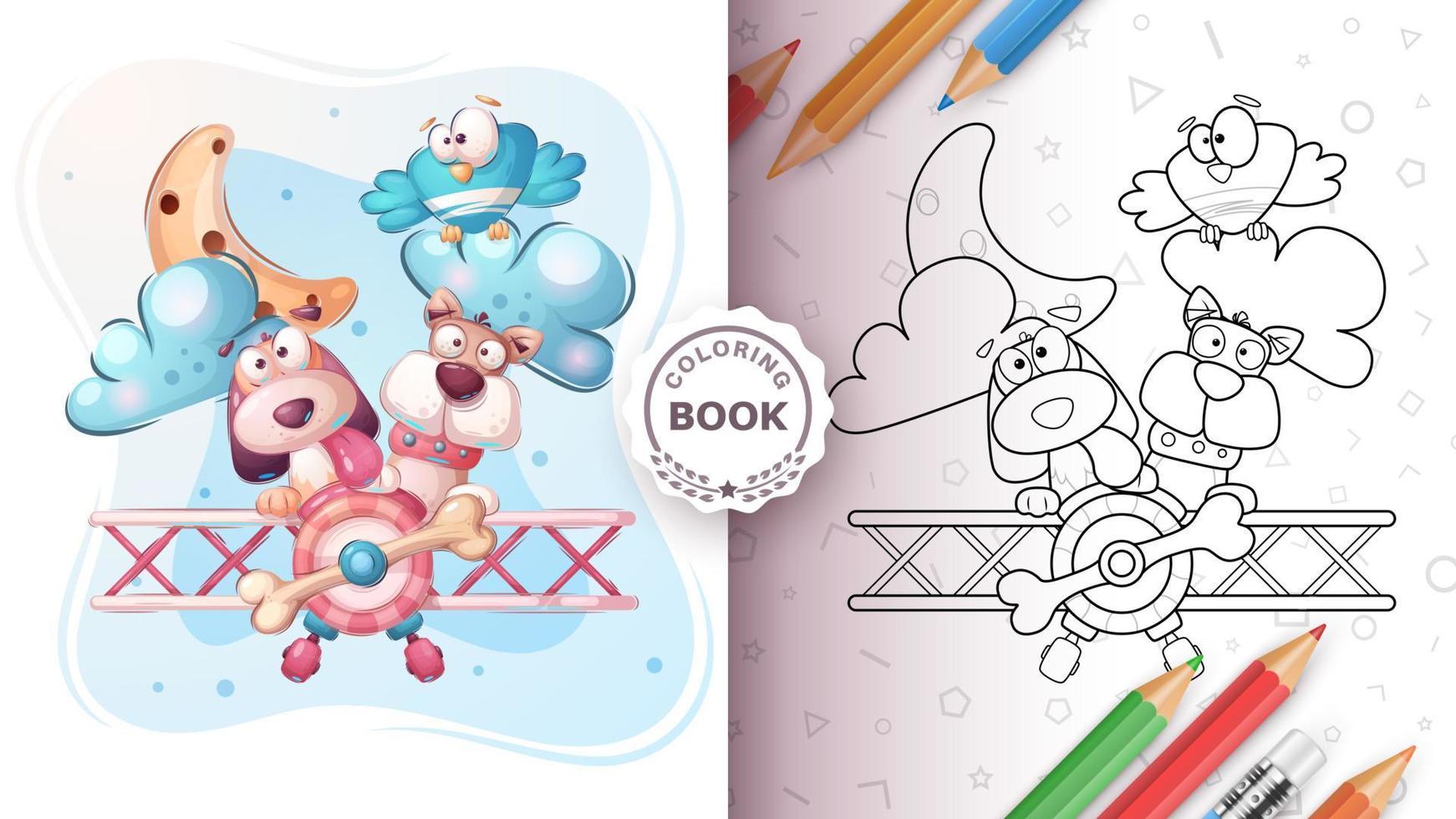 colorante libro dibujos animados personaje adorable mosca animal, bonito animal idea para impresión camiseta, póster y niños sobre, tarjeta postal. linda mano dibujado estilo avión vector