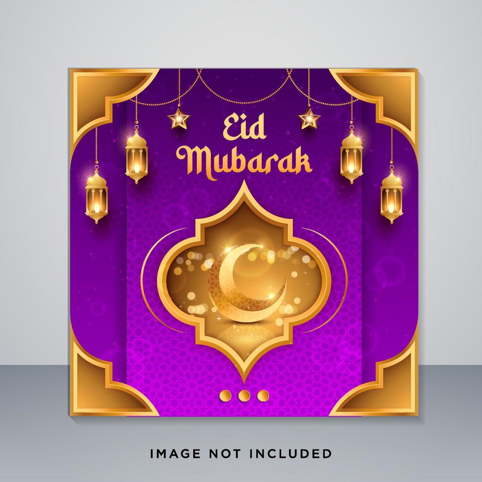 Eid Mubarak and eid ul fitr celebration social media Post template. vector