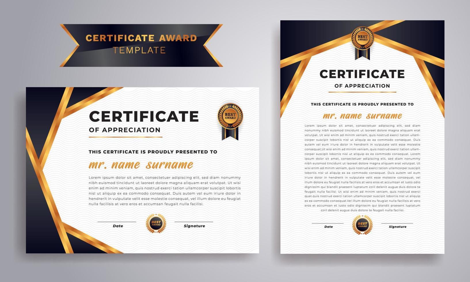 Golden color Certificate Design Template. Certificate border template with luxury and modern line pattern. Diploma Certificate template. vector