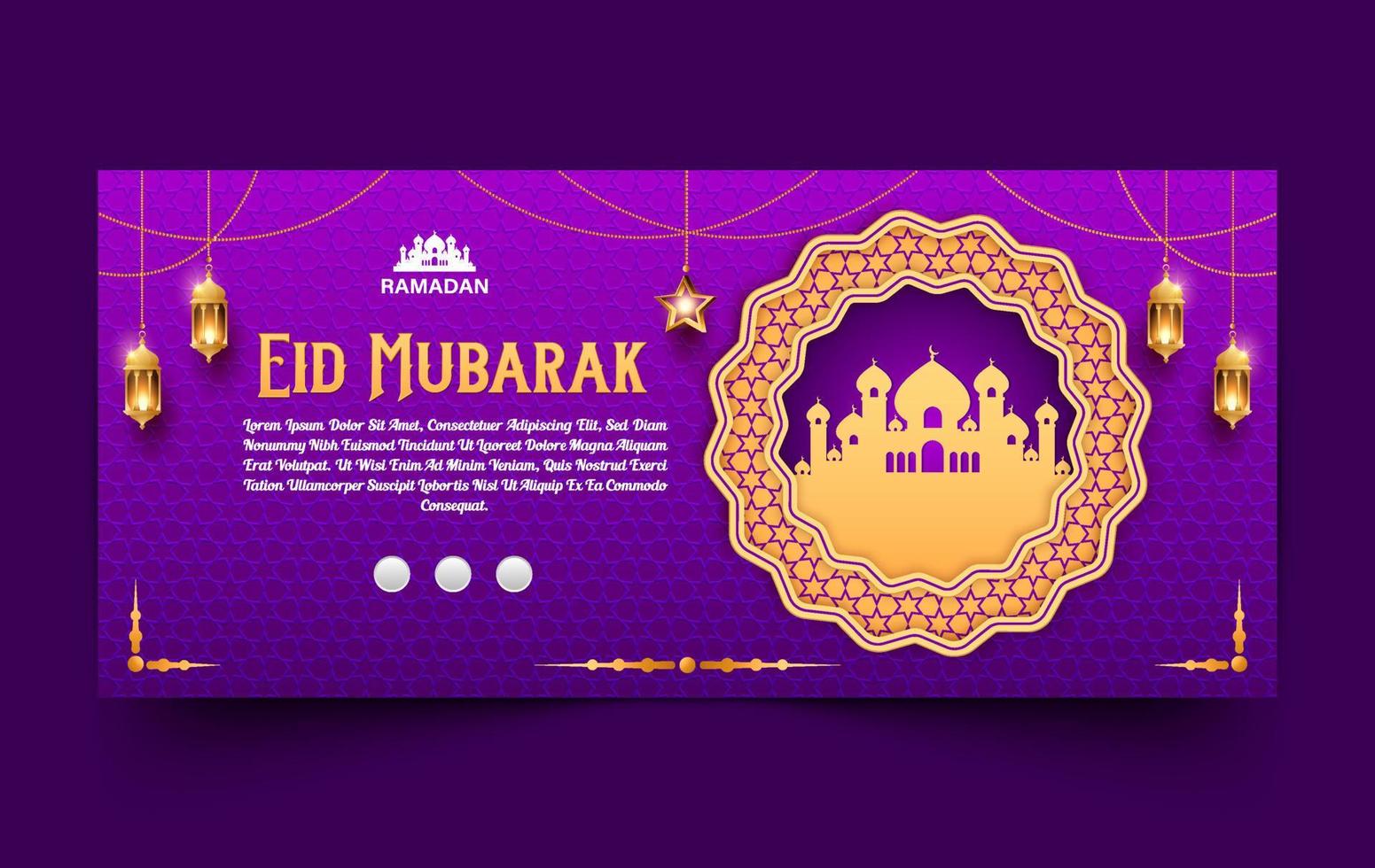 eid Mubarak islámico bandera diseño modelo. Ramadán kareem horizontal pancartas vector