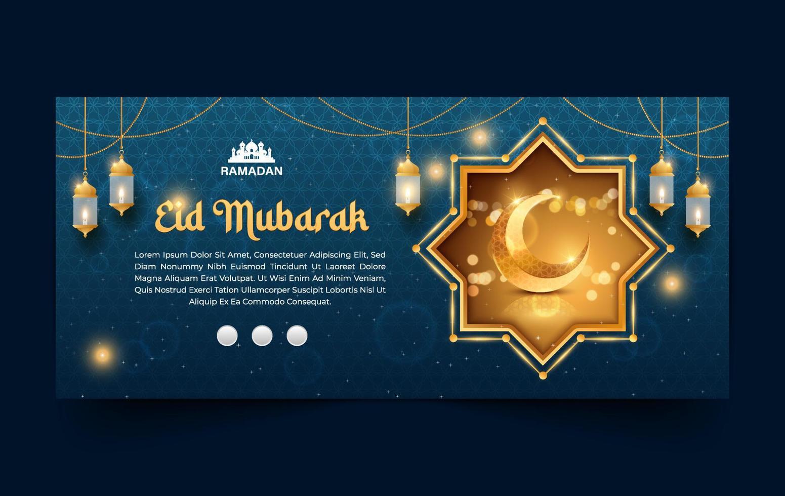 Realistic Eid Mubarak social media Cover Banner Design template. vector