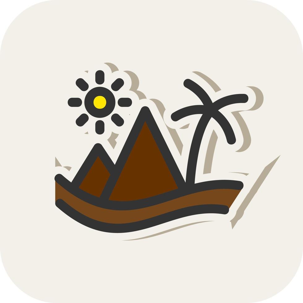 Desert Day Landscape Vector Icon Design