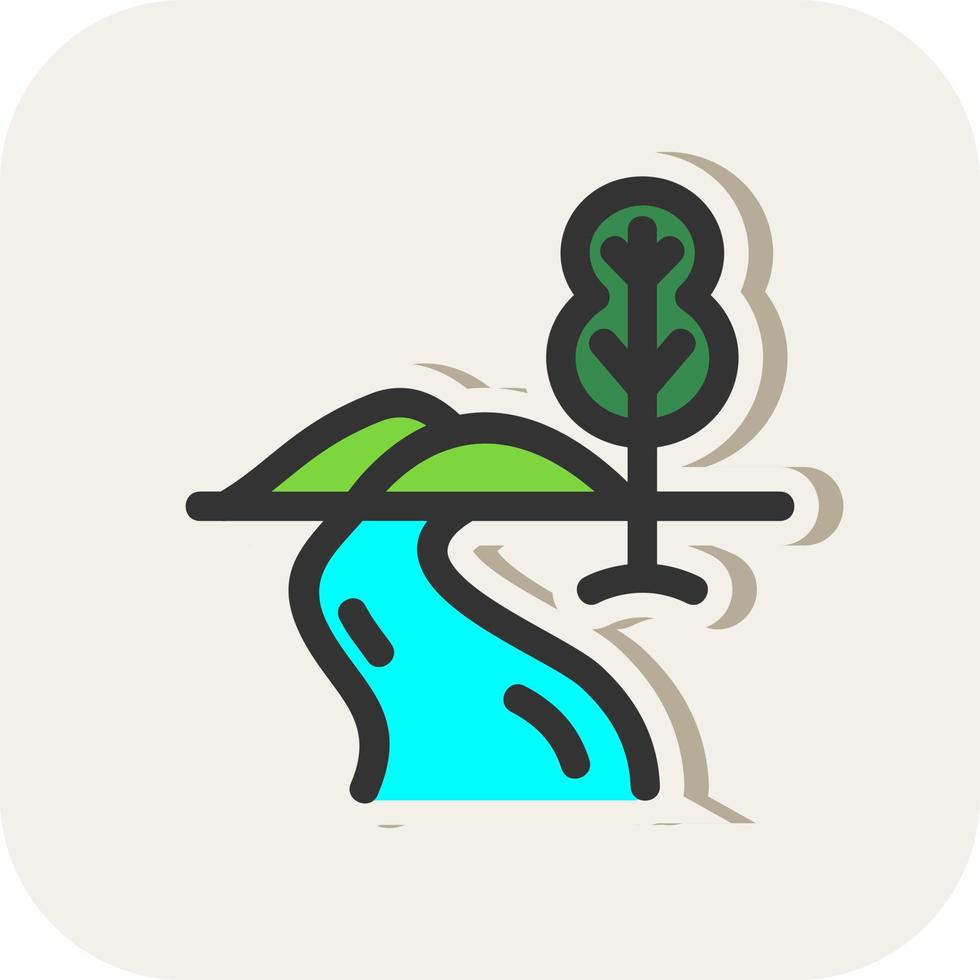 River Landscape Vector Icon Design