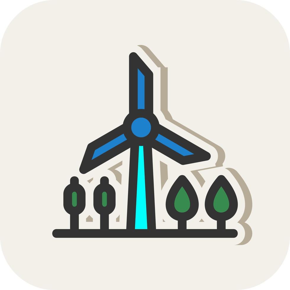 Windmill Landscape Vector Icon Design