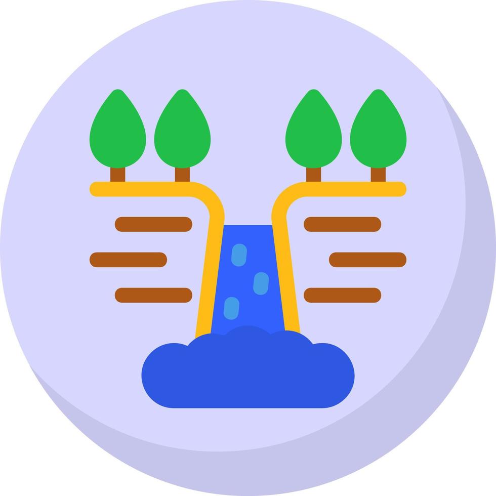 Waterfall Landscape Vector Icon Design