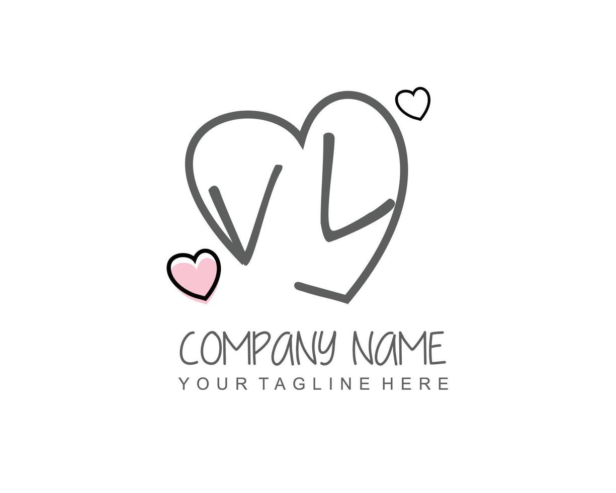 Initial VL with heart love logo template vector