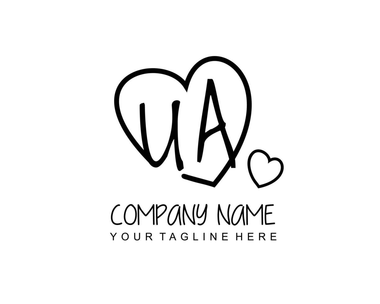 Initial UA with heart love logo template vector