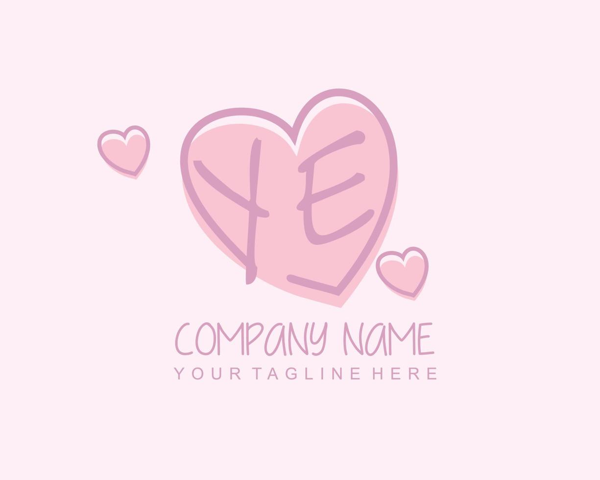Initial YE with heart love logo template vector
