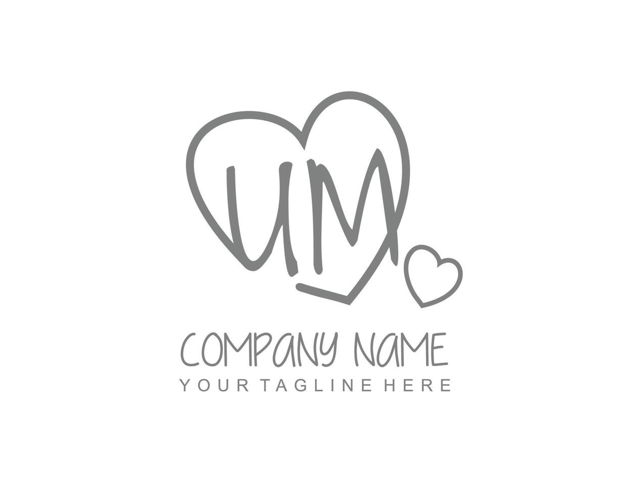 Initial UM with heart love logo template vector