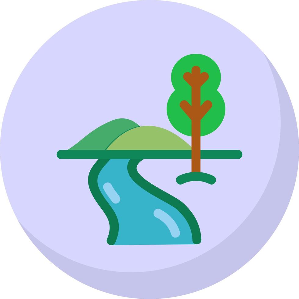 River Landscape Vector Icon Design