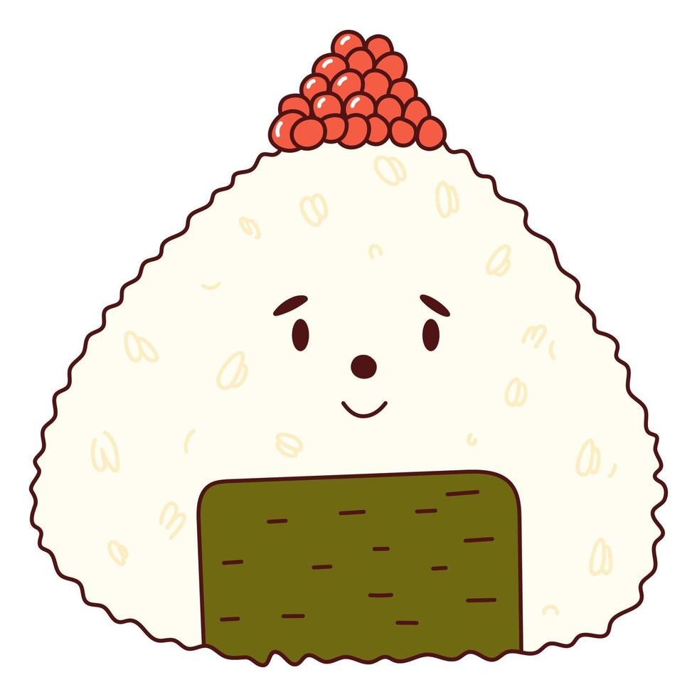 comida tradicional japonesa. onigiri lindo asiático con cara divertida. ilustración vectorial vector