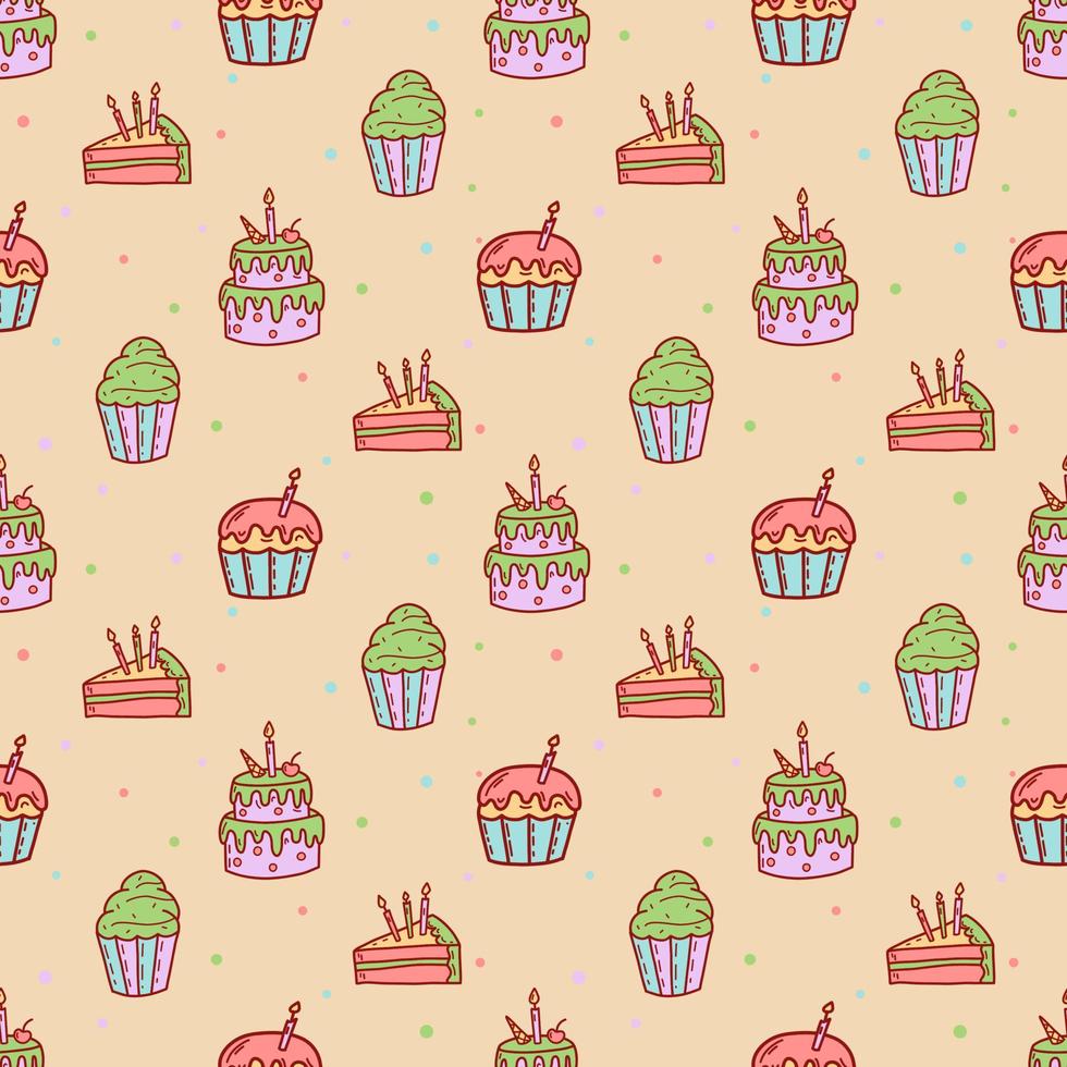 Cute cupcakes and muffins seamless pattern. Flat vector illustration