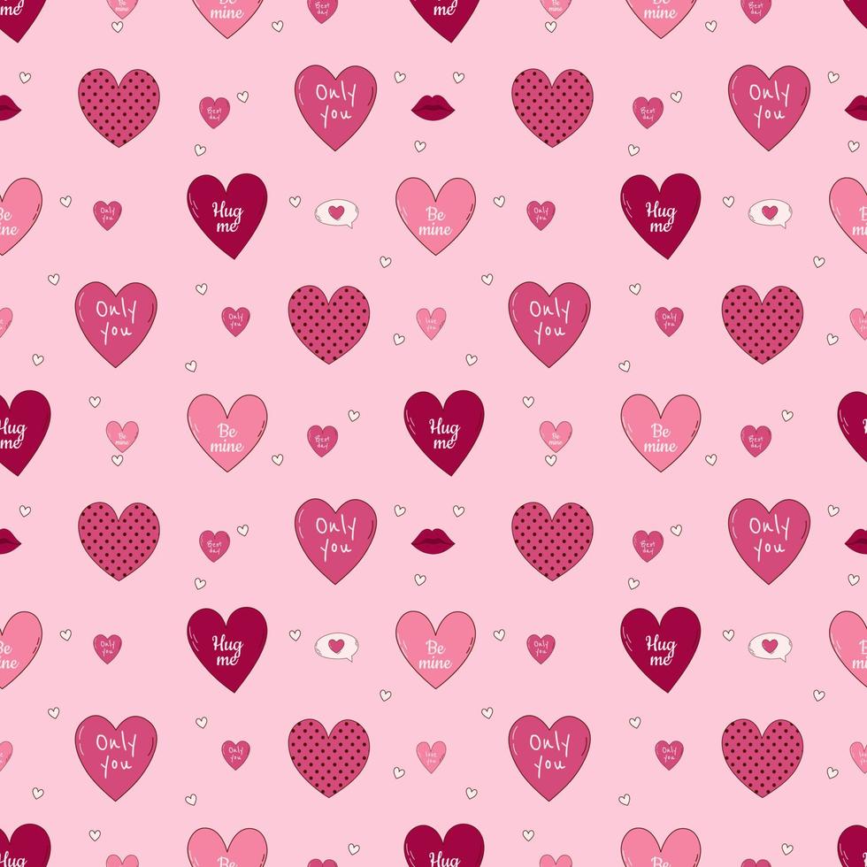 Valentine's Day Hand drawn seamless pattern with hearts vector