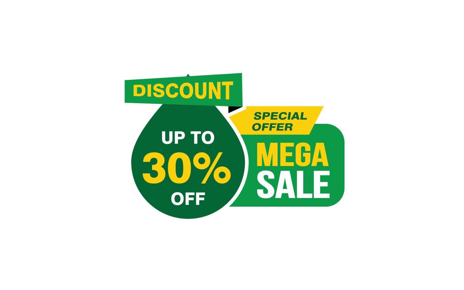 30 Percent MEGA SALE offer, clearance, promotion banner layout with sticker style. vector