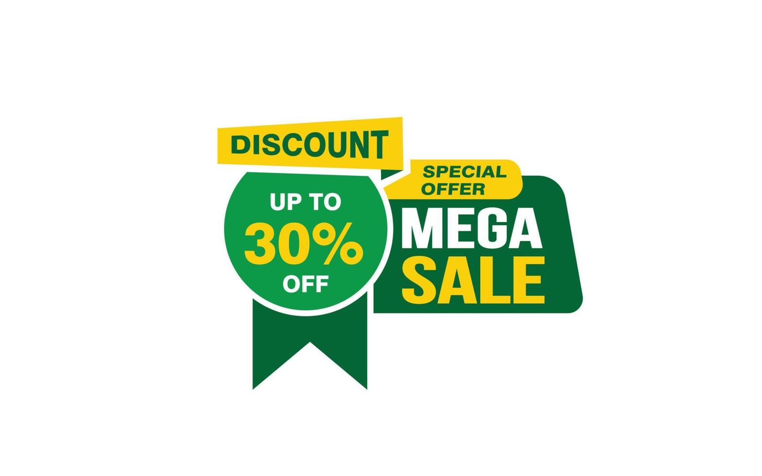 30 Percent MEGA SALE offer, clearance, promotion banner layout with sticker style. vector