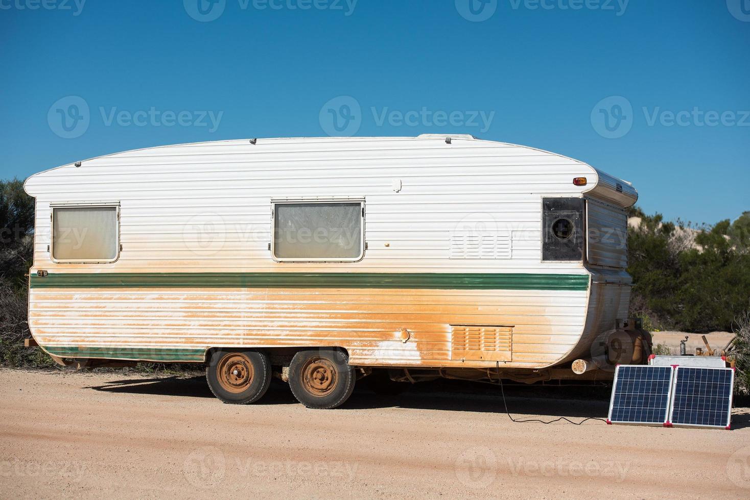 Old vintage caravan roulotte in australia photo