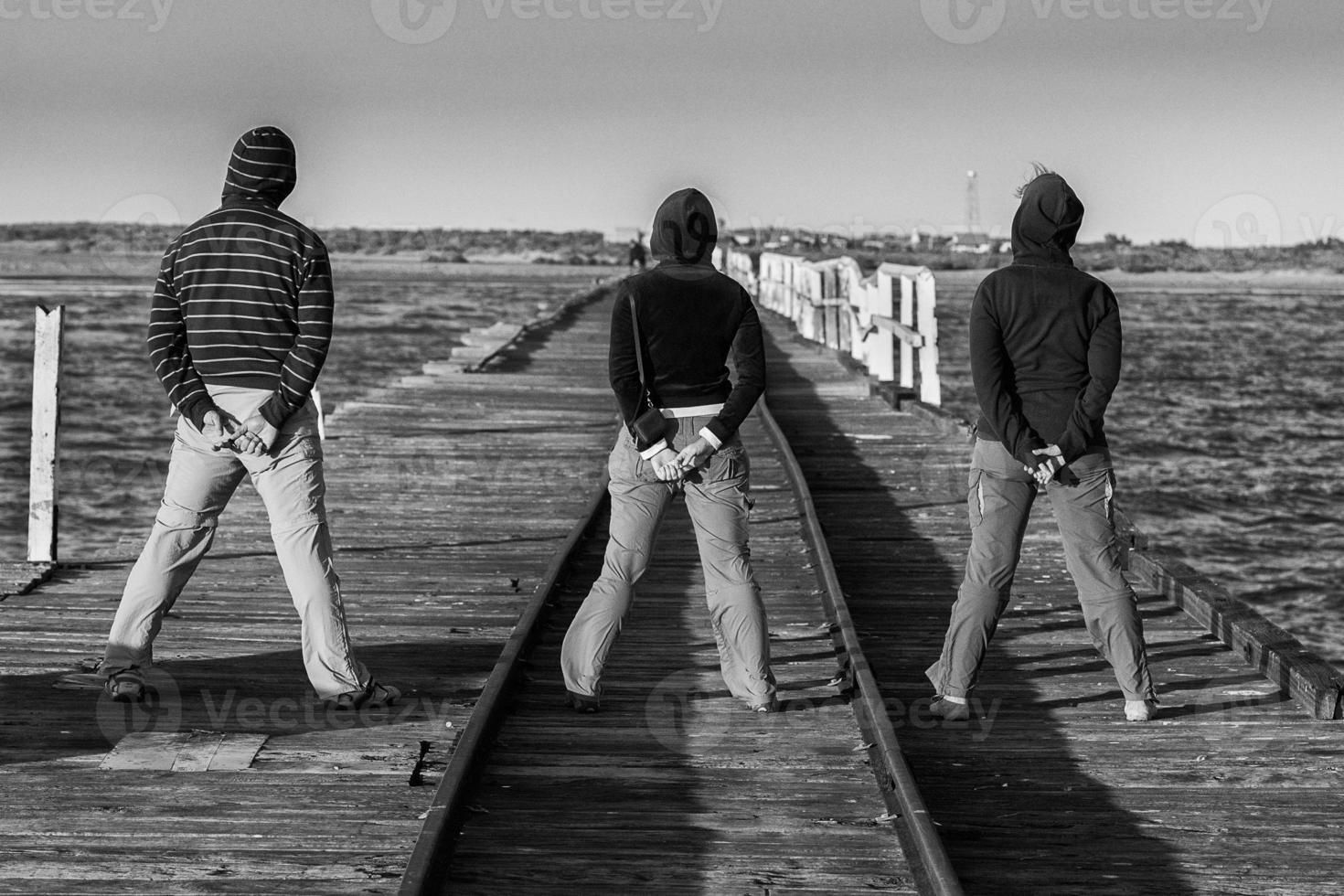 Geraldton antique wood railway jetty in West Australia photo