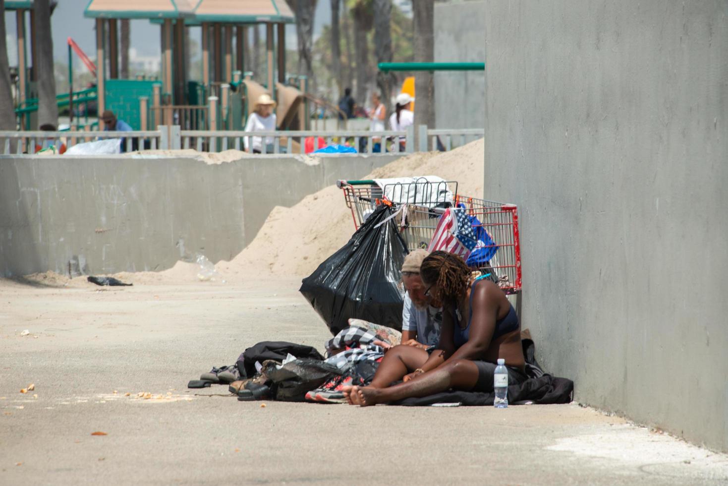 LOS ANGELES, USA - AUGUST 5, 2014 - homeless in venice beach photo