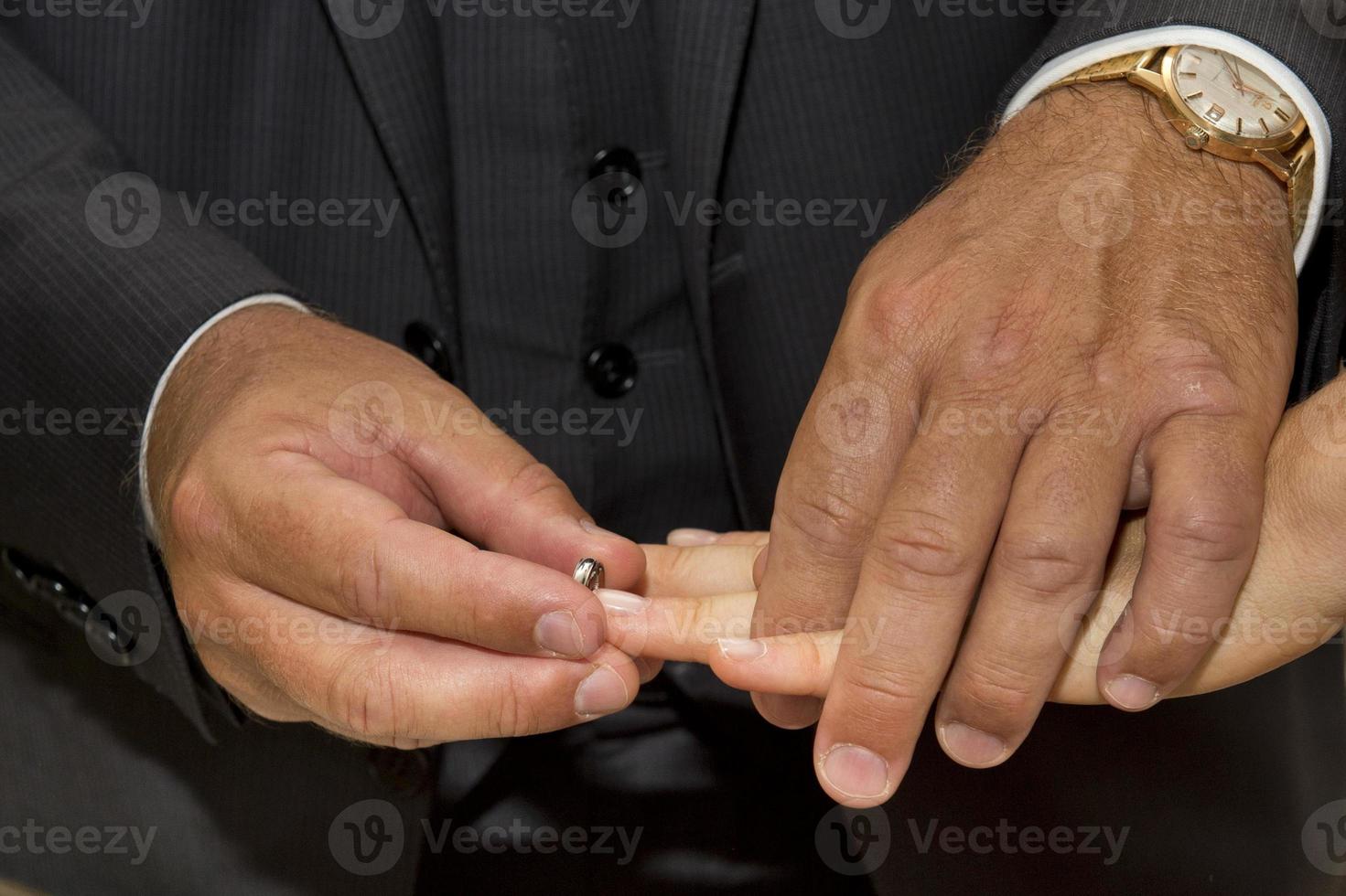 Wedding crossed hands with ring photo
