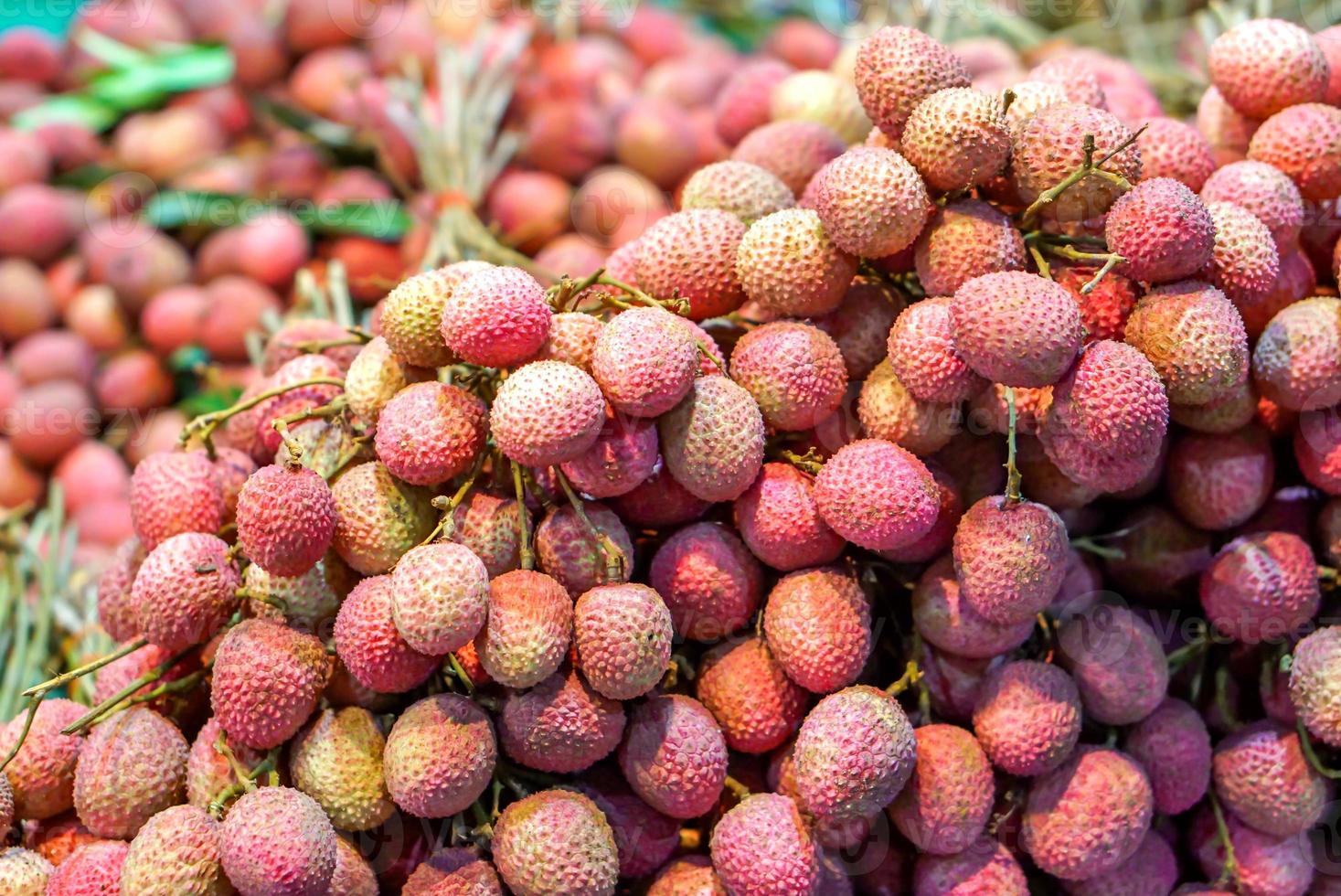 closeup and crop Lychee for sale in the supermarket. photo