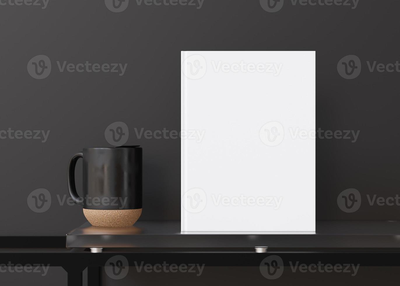 White book cover mock up. Blank template for your design. Front view, close-up. Book, catalogue cover presentation. 3D rendering. photo