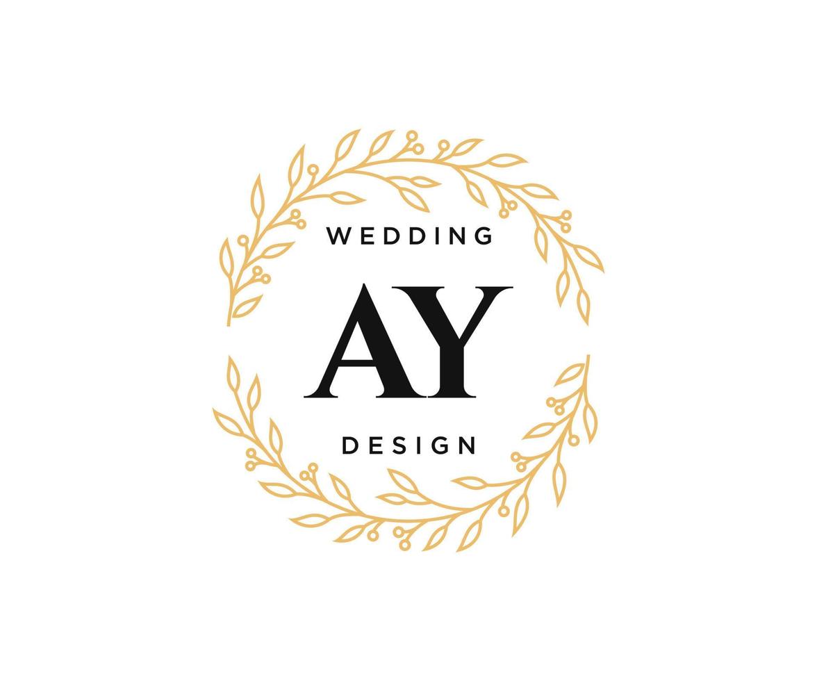 AY Initials letter Wedding monogram logos collection, hand drawn modern minimalistic and floral templates for Invitation cards, Save the Date, elegant identity for restaurant, boutique, cafe in vector