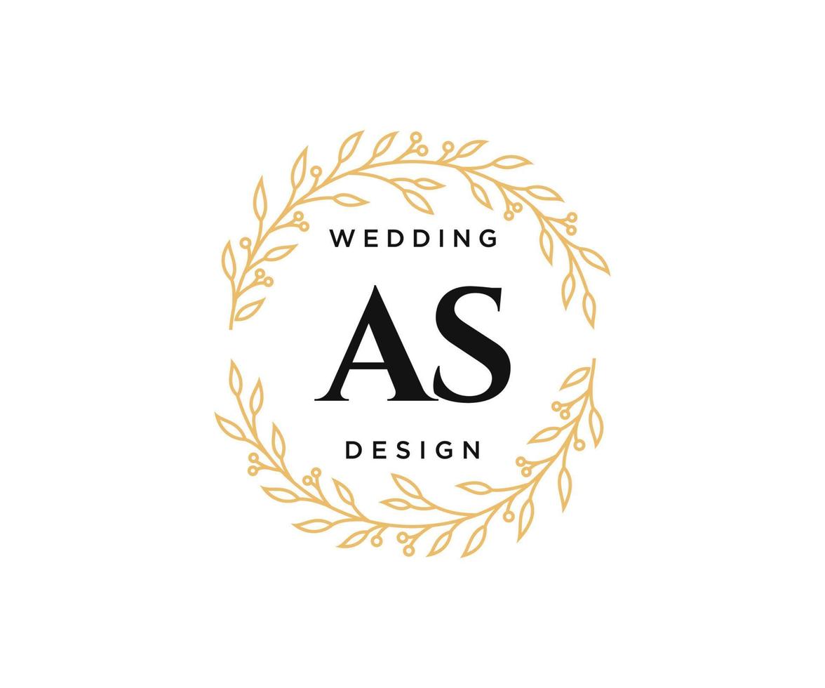 como colección de logotipos de monograma de boda con letras iniciales, plantillas florales y minimalistas modernas dibujadas a mano para tarjetas de invitación, guardar la fecha, identidad elegante para restaurante, boutique, café en vector