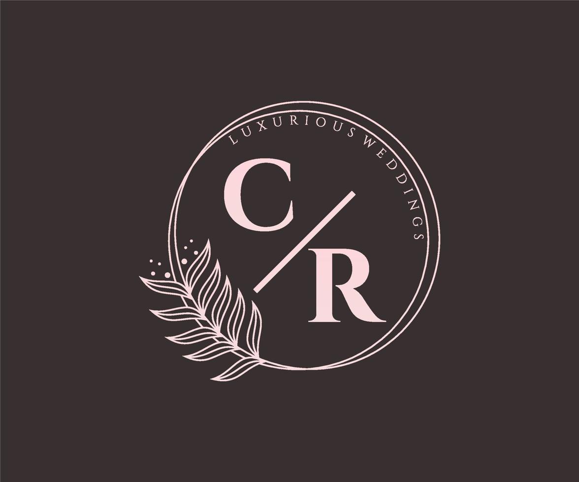 CR Initials letter Wedding monogram logos template, hand drawn modern minimalistic and floral templates for Invitation cards, Save the Date, elegant identity. vector