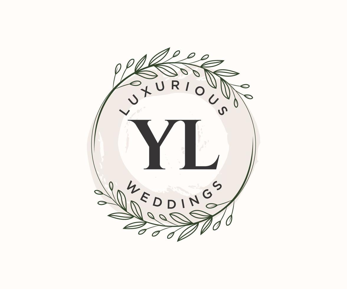 plantilla de logotipos de monograma de boda con letras iniciales de yl, plantillas florales y minimalistas modernas dibujadas a mano para tarjetas de invitación, guardar la fecha, identidad elegante. vector