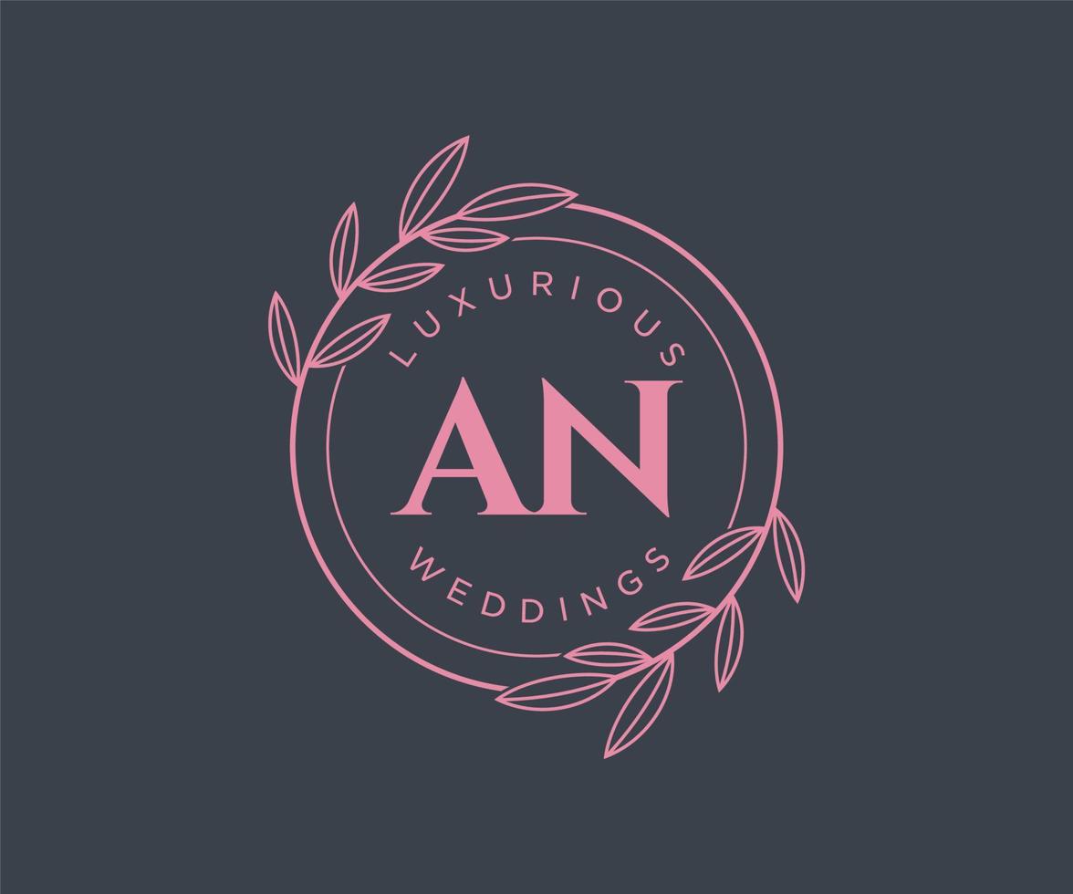 una plantilla de logotipos de monograma de boda con letras iniciales, plantillas florales y minimalistas modernas dibujadas a mano para tarjetas de invitación, guardar la fecha, identidad elegante. vector