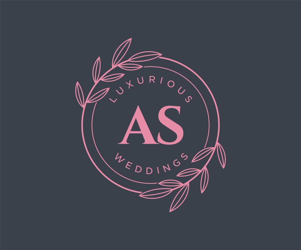 como plantilla de logotipos de monograma de boda con letras iniciales, plantillas florales y minimalistas modernas dibujadas a mano para tarjetas de invitación, guardar la fecha, identidad elegante. vector