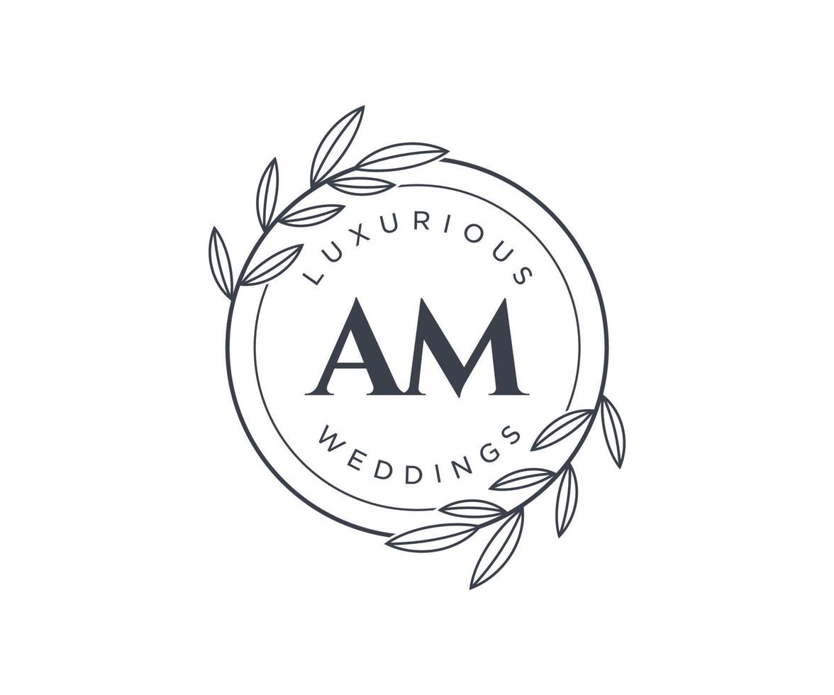 plantilla de logotipos de monograma de boda con letras iniciales, plantillas florales y minimalistas modernas dibujadas a mano para tarjetas de invitación, guardar la fecha, identidad elegante. vector