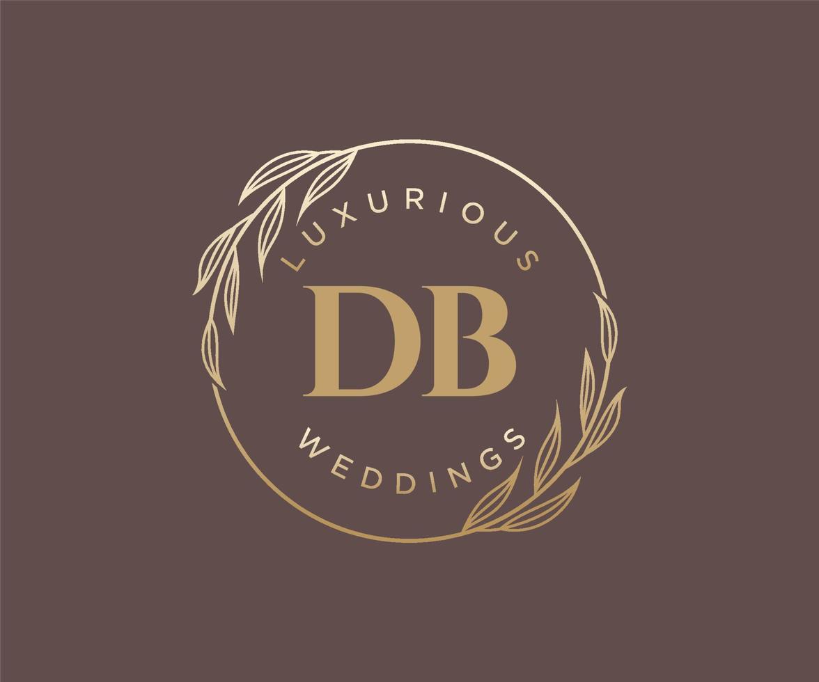 DB Initials letter Wedding monogram logos template, hand drawn modern minimalistic and floral templates for Invitation cards, Save the Date, elegant identity. vector