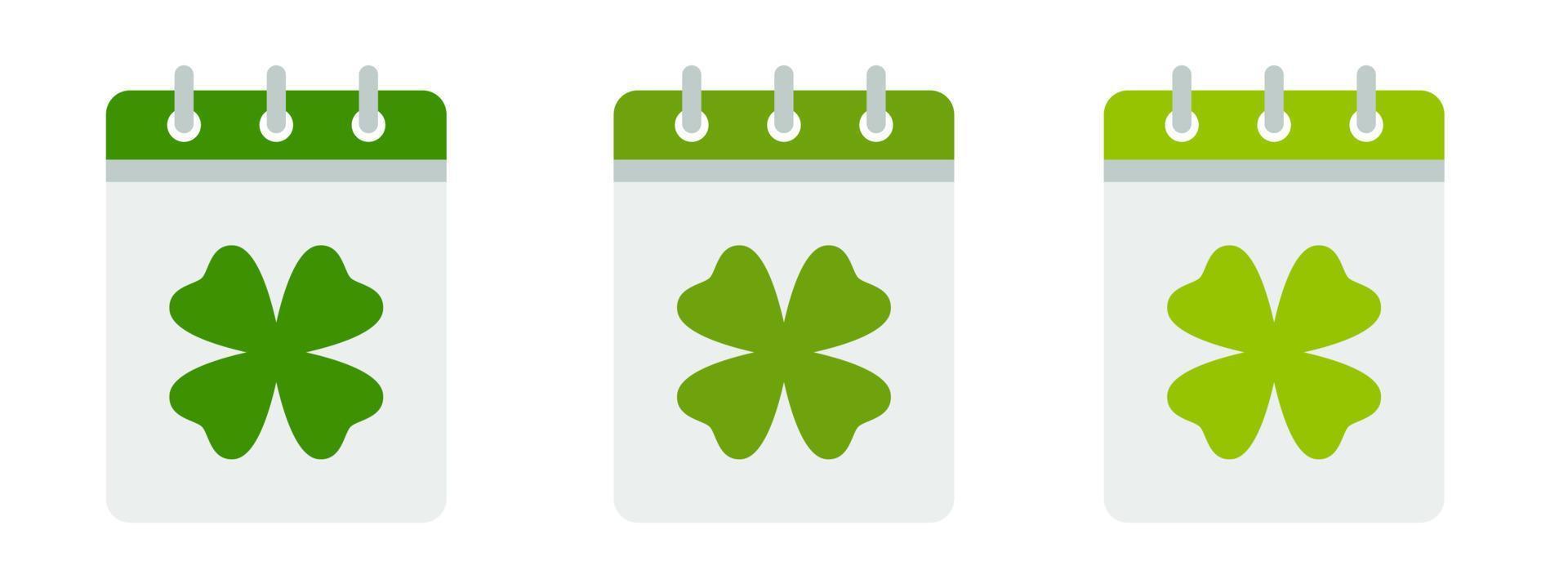 Calendar with Clover in flat style isolated vector